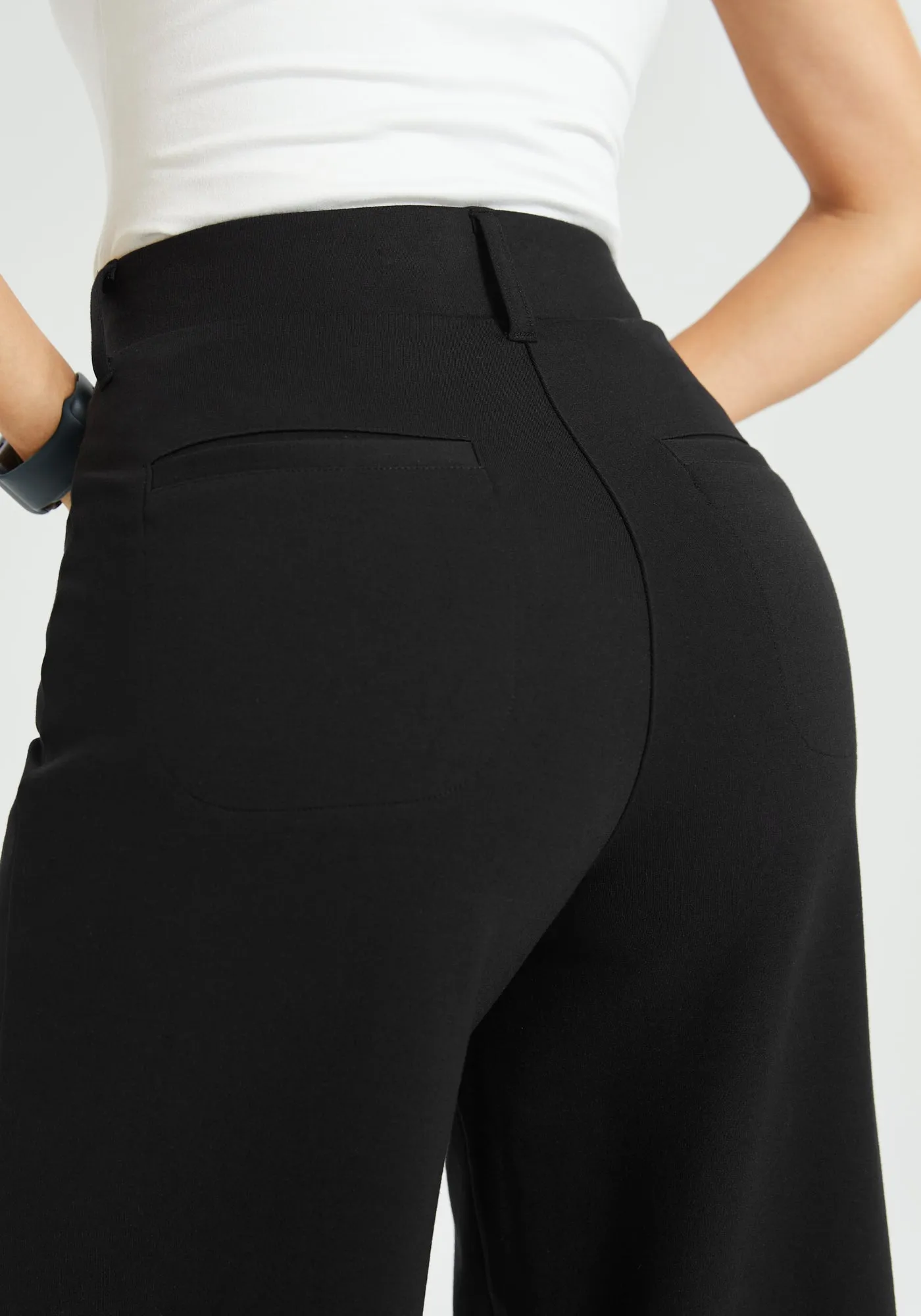 7-Pocket High-Waist DPYP™ Dress Pant Yoga Pant | Wide (Black) sold by Betabrand product image thumbnail 3