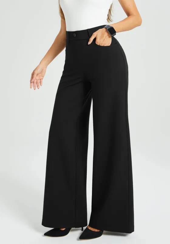 7-Pocket High-Waist DPYP™ Dress Pant Yoga Pant | Wide (Black) sold by Betabrand