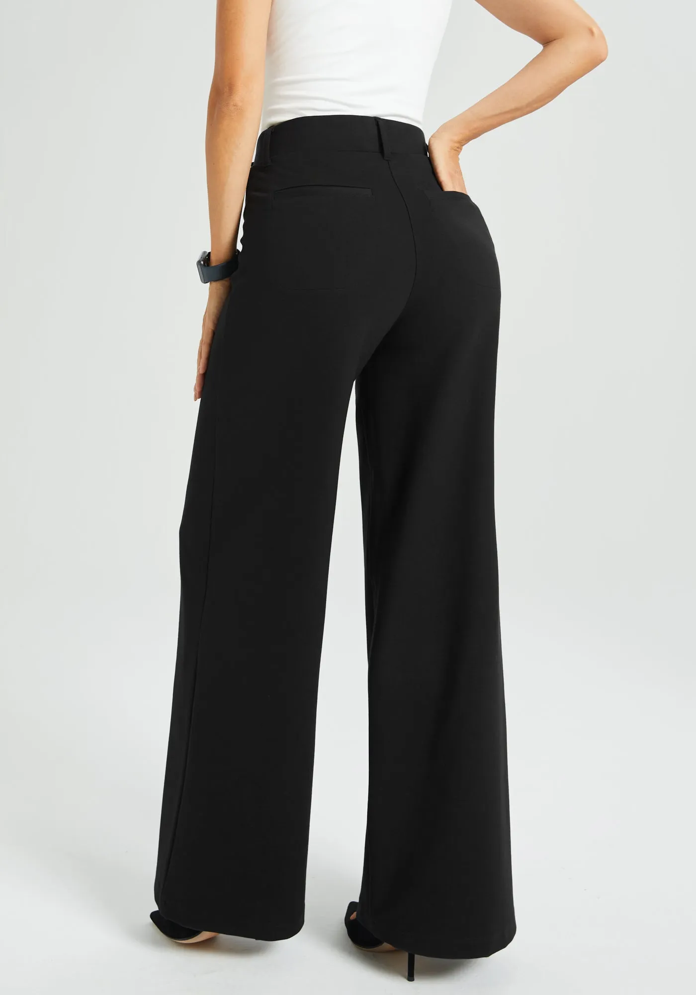 7-Pocket High-Waist DPYP™ Dress Pant Yoga Pant | Wide (Black) sold by Betabrand product image thumbnail 4