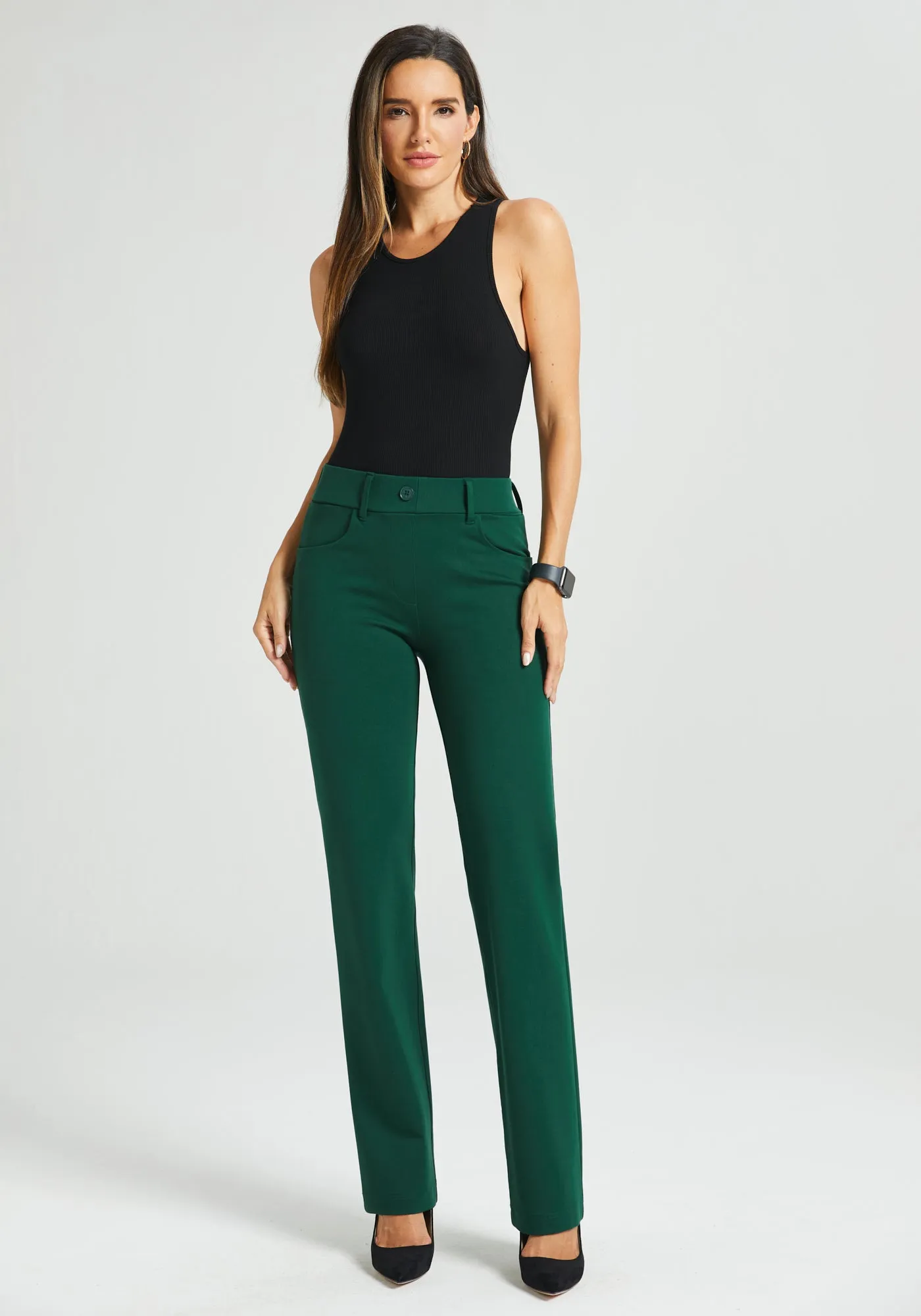 7-Pocket DPYP™ Dress Pant Yoga Pant | Straight (Dark Green) sold by Betabrand product image thumbnail 5