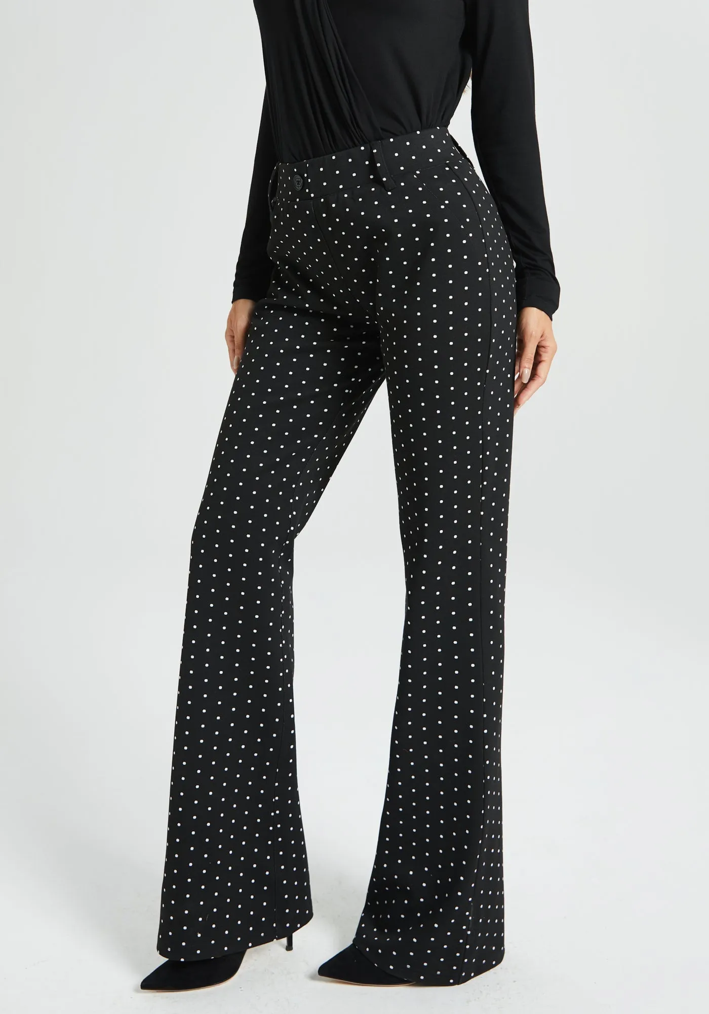 Classic DPYP™ Dress Pant Yoga Pant | Bootcut (Black Ivory Dot) sold by Betabrand product image thumbnail 3