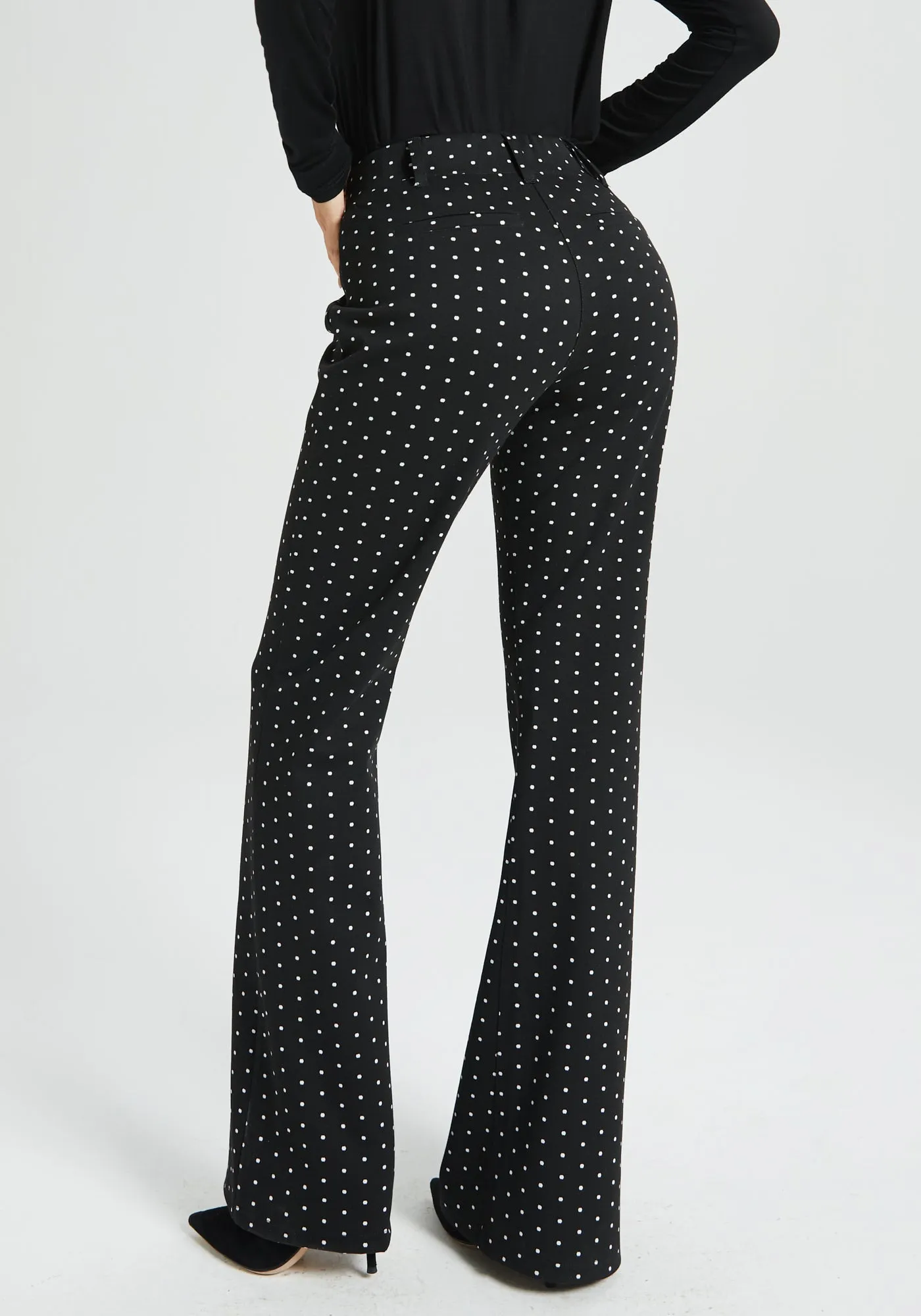 Classic DPYP™ Dress Pant Yoga Pant | Bootcut (Black Ivory Dot) sold by Betabrand product image thumbnail 4