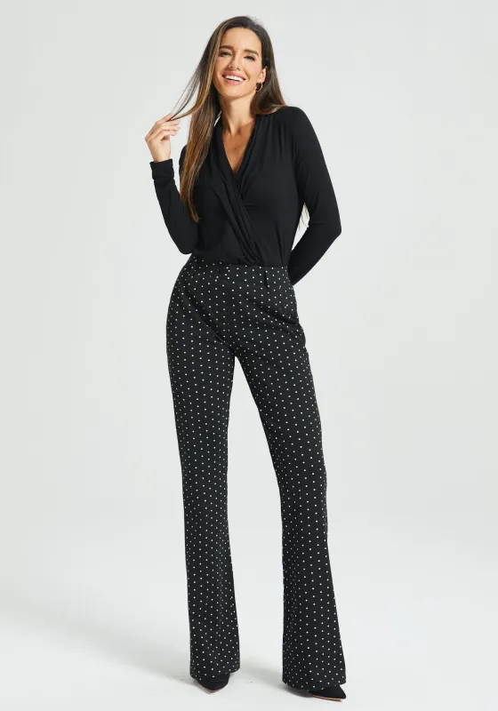 Classic DPYP™ Dress Pant Yoga Pant | Bootcut (Black Ivory Dot) sold by Betabrand