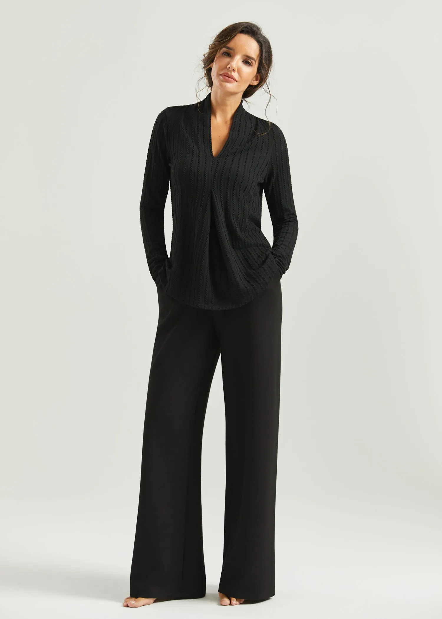 MiniCable Pleated V-Neck Top (Black) sold by Betabrand product image thumbnail 5