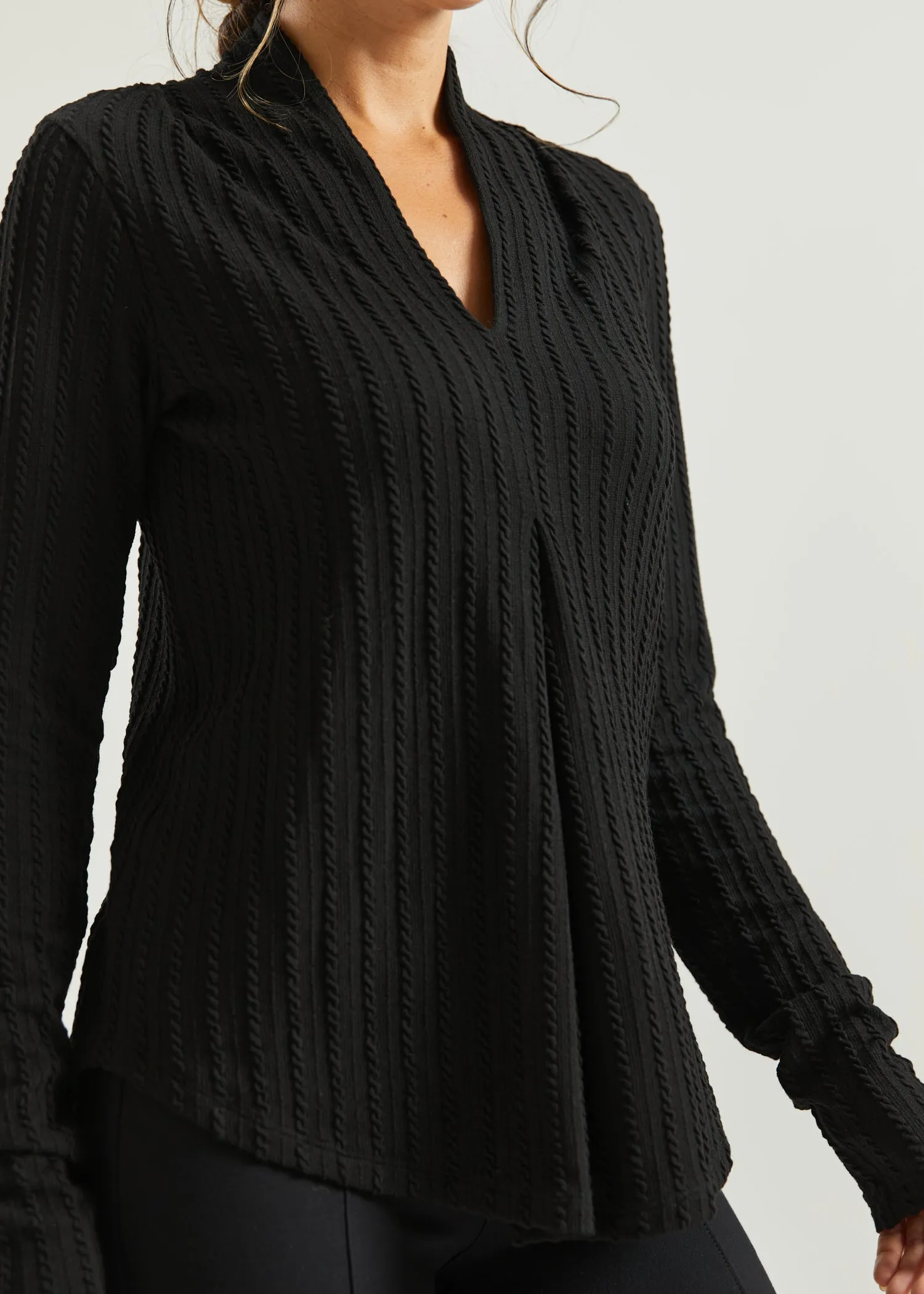 MiniCable Pleated V-Neck Top (Black) sold by Betabrand product image thumbnail 3