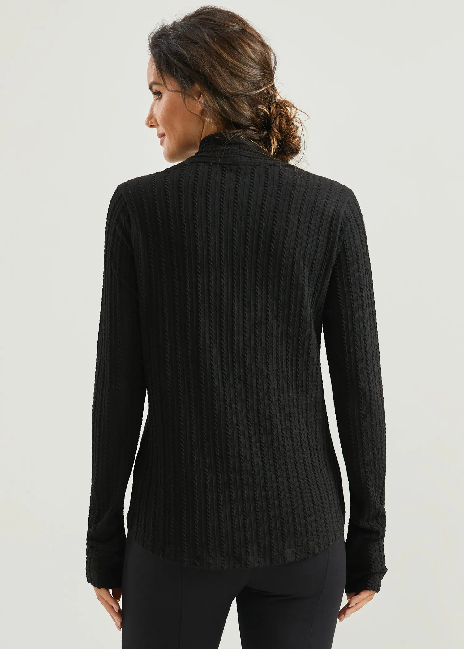 MiniCable Pleated V-Neck Top (Black) sold by Betabrand product image thumbnail 4