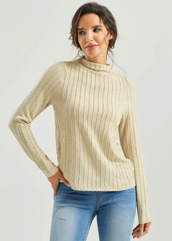 MiniCable Long Sleeve Mockneck (Oatmeal) sold by Betabrand