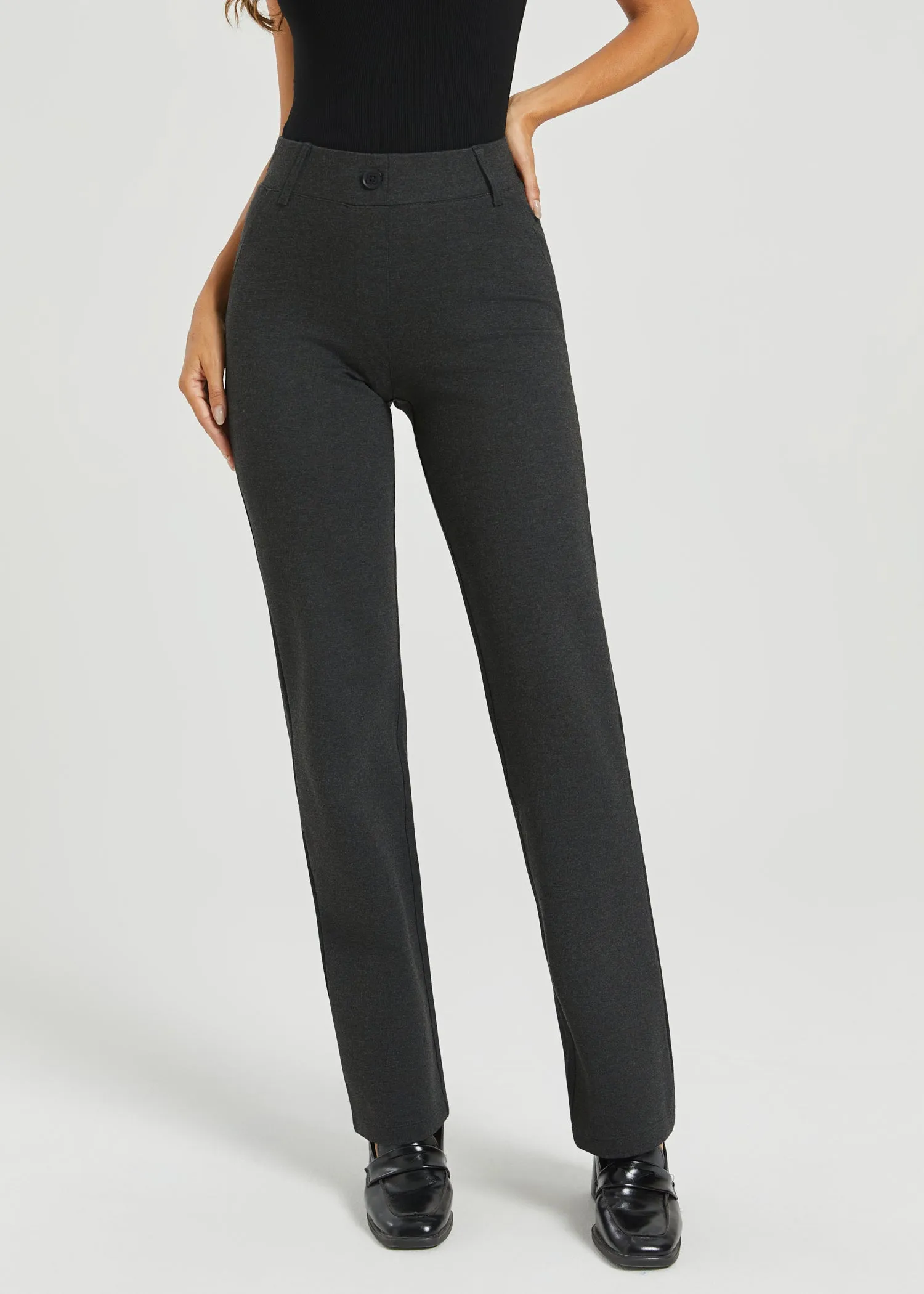 Two-Pocket DPYP™ Dress Pant Yoga Pant | Straight (Charcoal) sold by Betabrand product image thumbnail 3