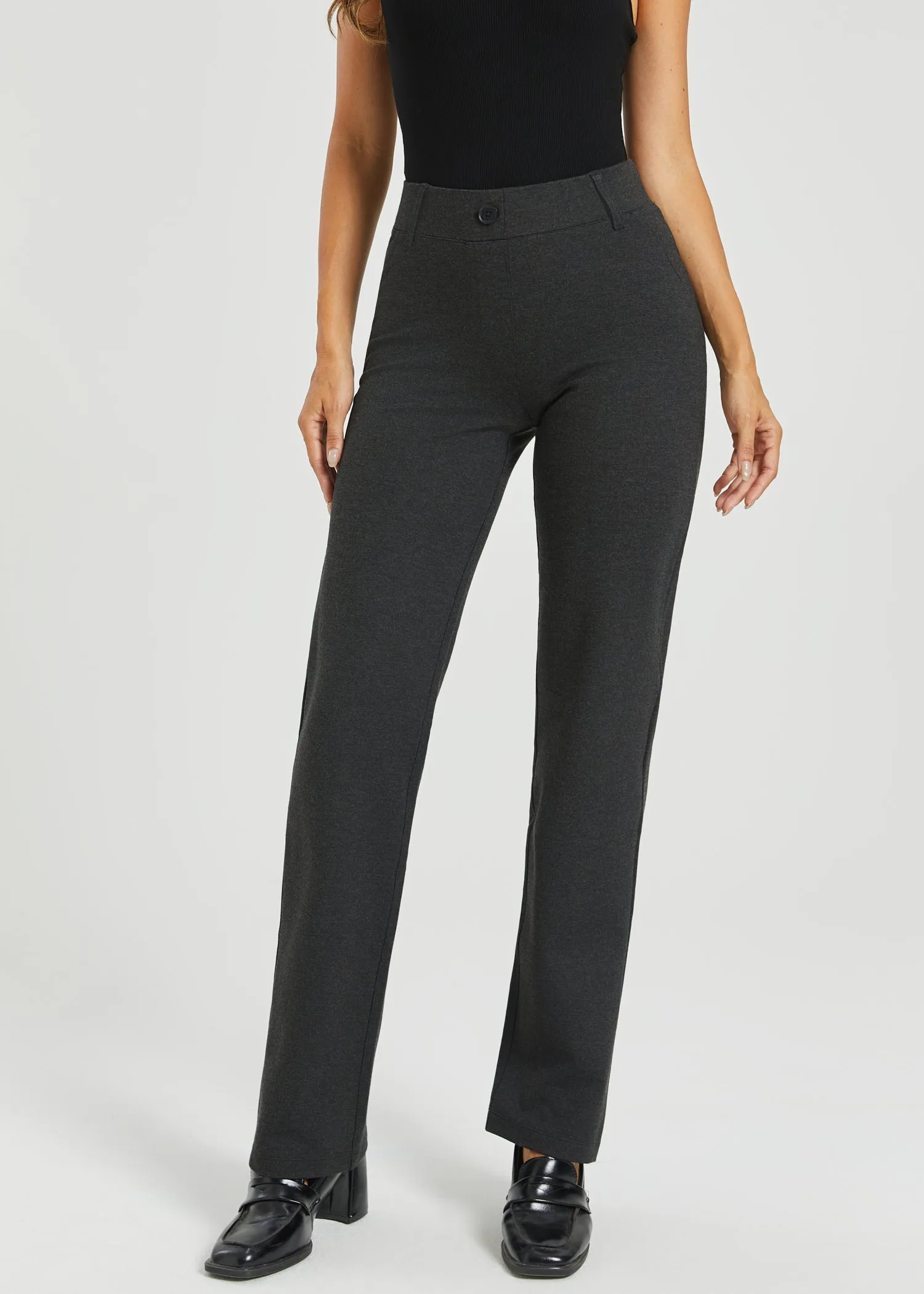 Two-Pocket DPYP™ Dress Pant Yoga Pant | Straight (Charcoal) sold by Betabrand product image thumbnail 2