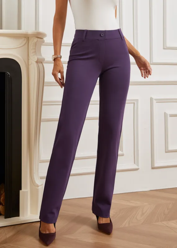 Two-Pocket Dress Pant Yoga Pant | Straight (Aubergine) sold by Betabrand