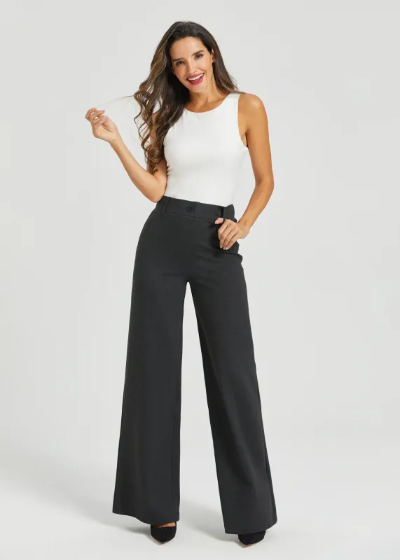 Two-Pocket DPYP™ Dress Pant Yoga Pant | Wide (Charcoal) sold by Betabrand
