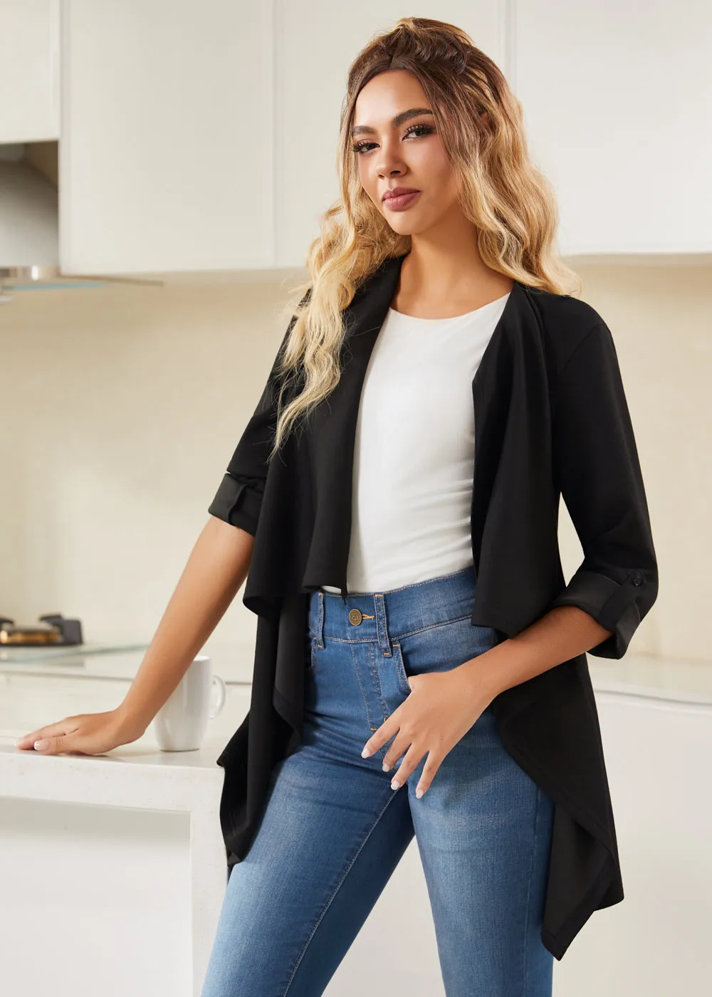 AirFlex Wrap Cardigan (Black) - Final Sale sold by Betabrand product image thumbnail 3
