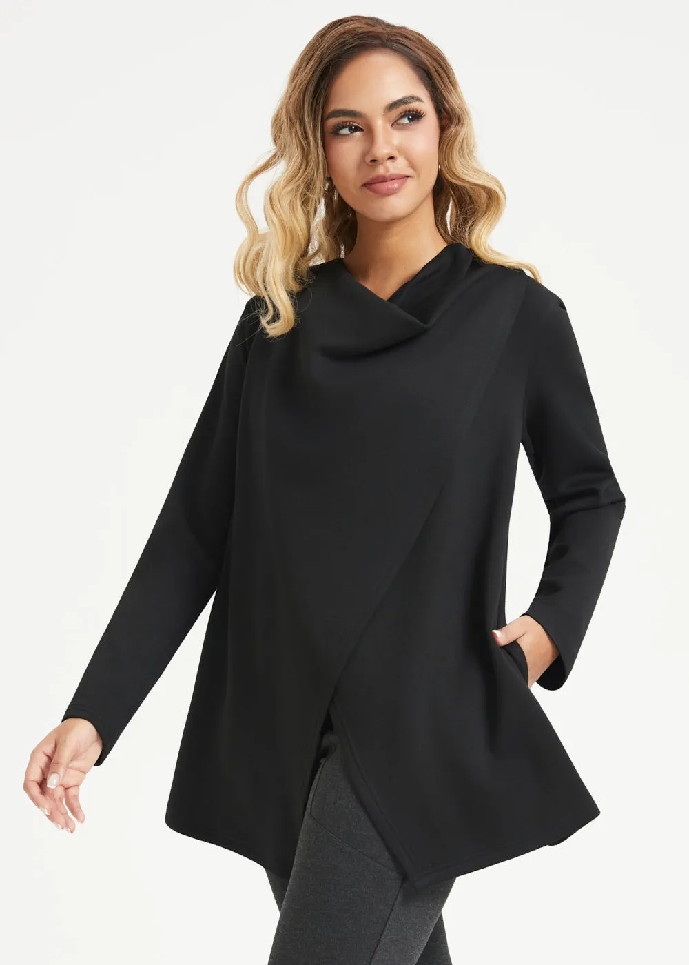 AirFlex Wrap Cardigan (Black) - Final Sale sold by Betabrand product image thumbnail 5