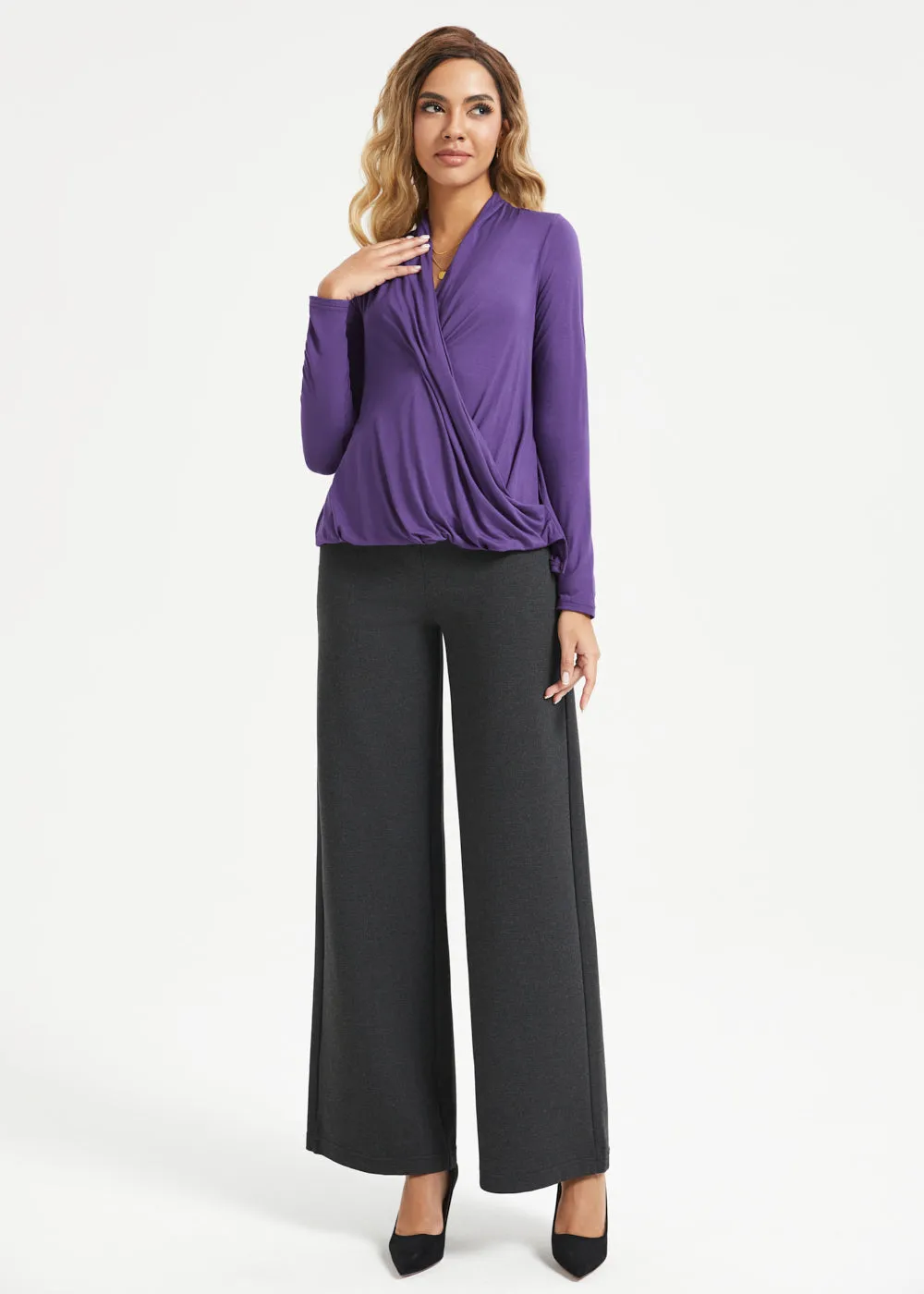 Surplice Long Sleeve Tunic (Aubergine) sold by Betabrand product image thumbnail 5