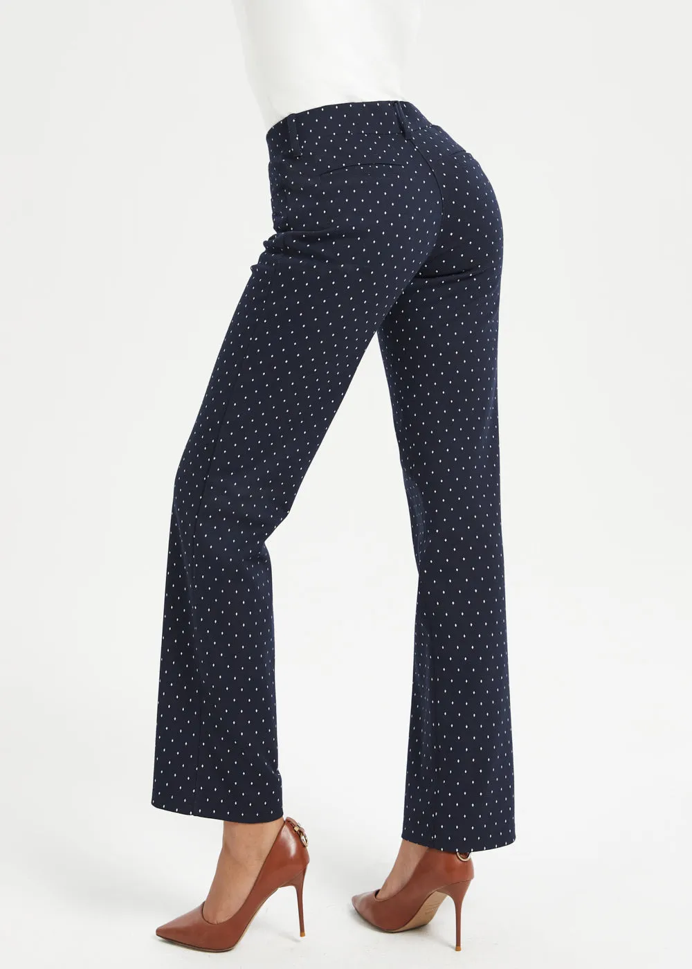 7-Pocket Dress Pant | Straight (Navy White Dot) - Final Sale sold by Betabrand product image thumbnail 2