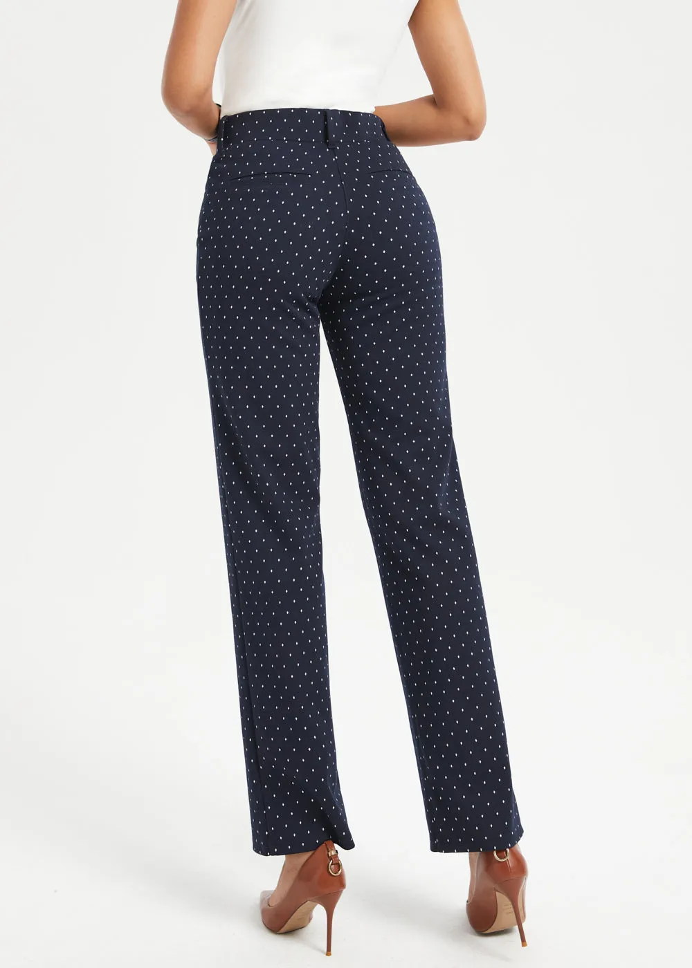 7-Pocket Dress Pant | Straight (Navy White Dot) - Final Sale sold by Betabrand product image thumbnail 3