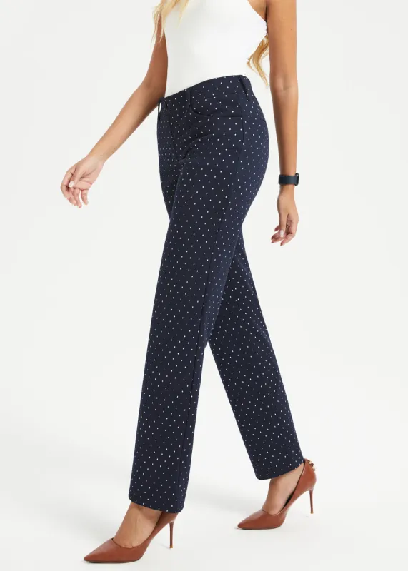 7-Pocket Dress Pant | Straight (Navy White Dot) - Final Sale made by Betabrand