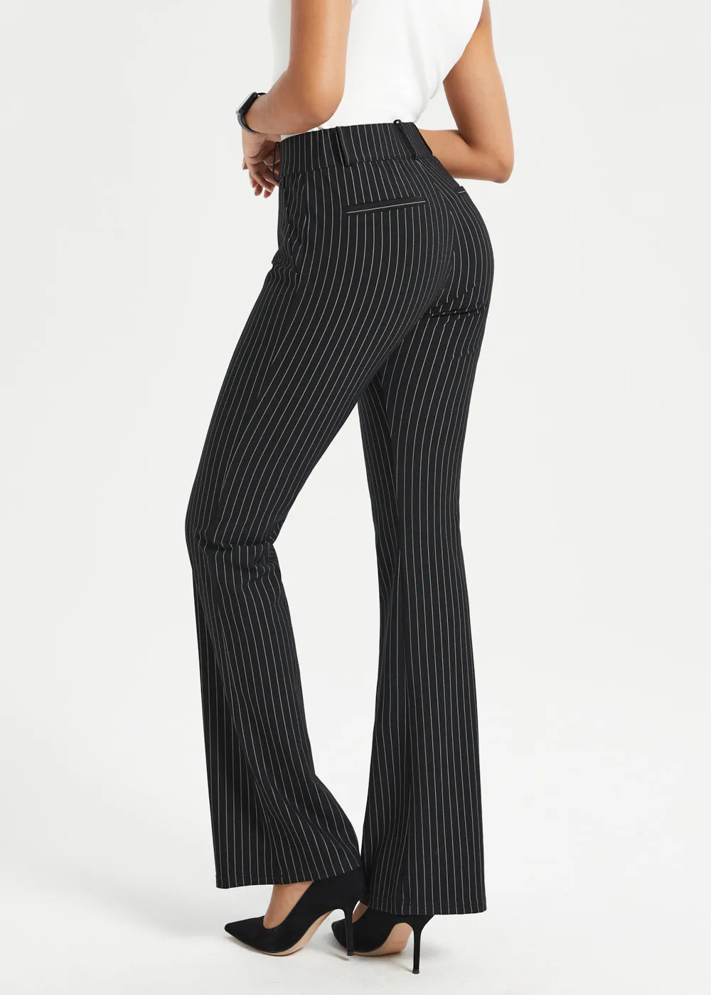 Classic Dress Pant | Bootcut (Black Ivory Stripe) sold by Betabrand product image thumbnail 3