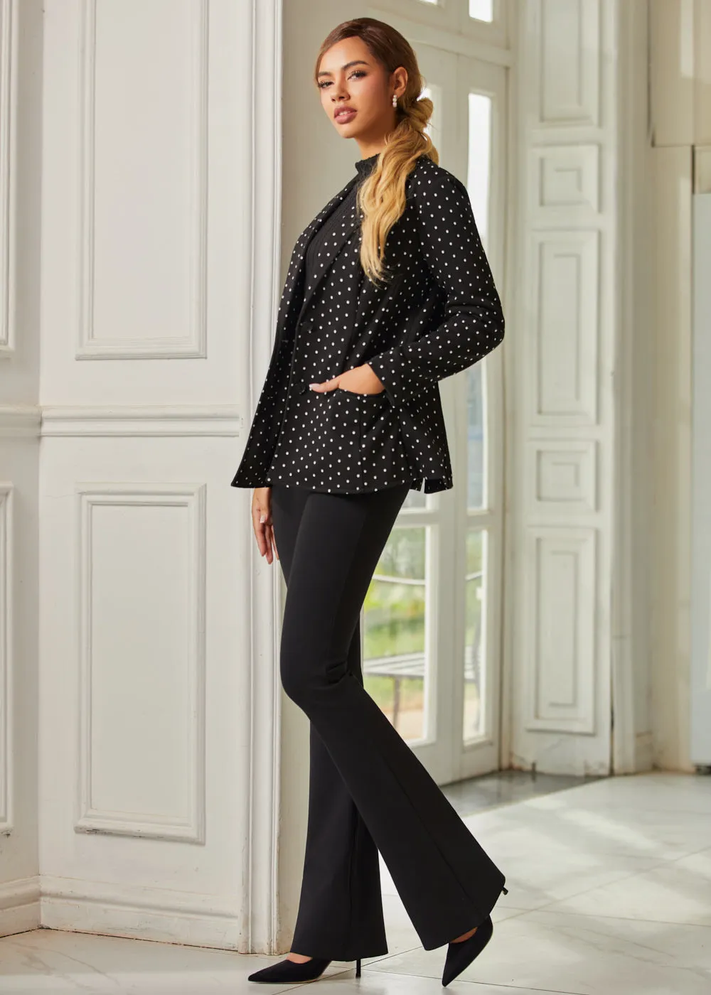 Classic Blazer | Knit Jacquard (Black Ivory Dot) sold by Betabrand product image thumbnail 3