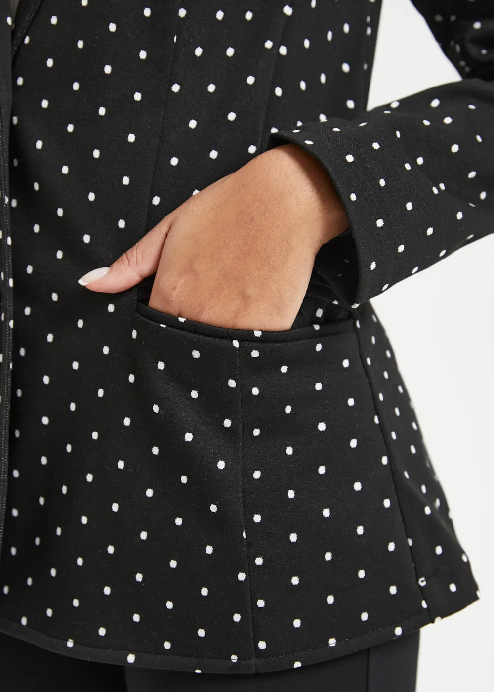 Classic Blazer | Knit Jacquard (Black Ivory Dot) sold by Betabrand product image thumbnail 4