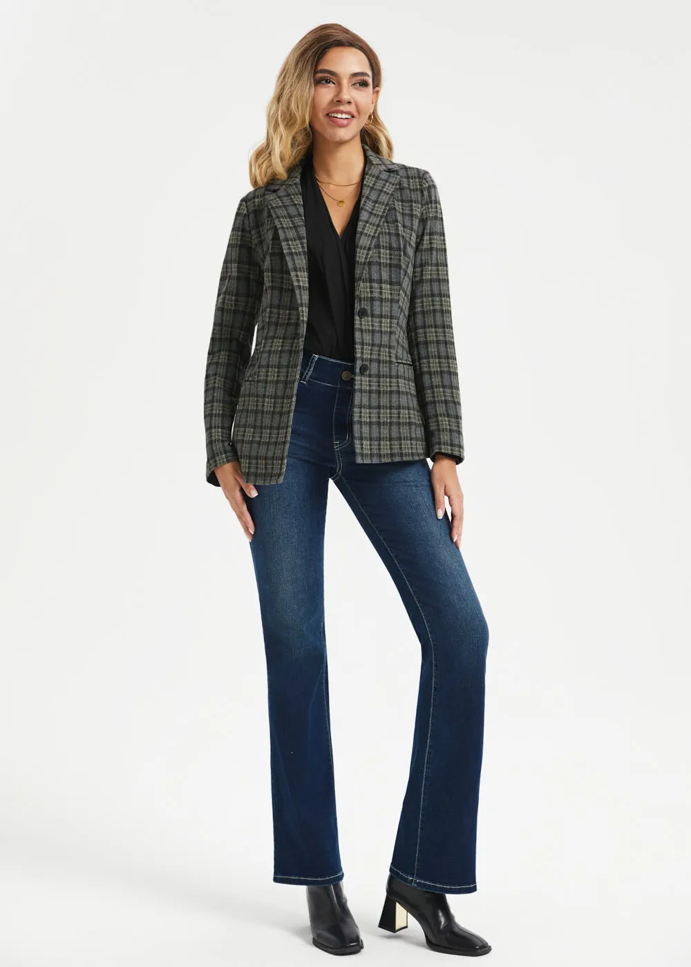Classic Blazer | Knit Jacquard (Charcoal Plaid) sold by Betabrand product image thumbnail 4