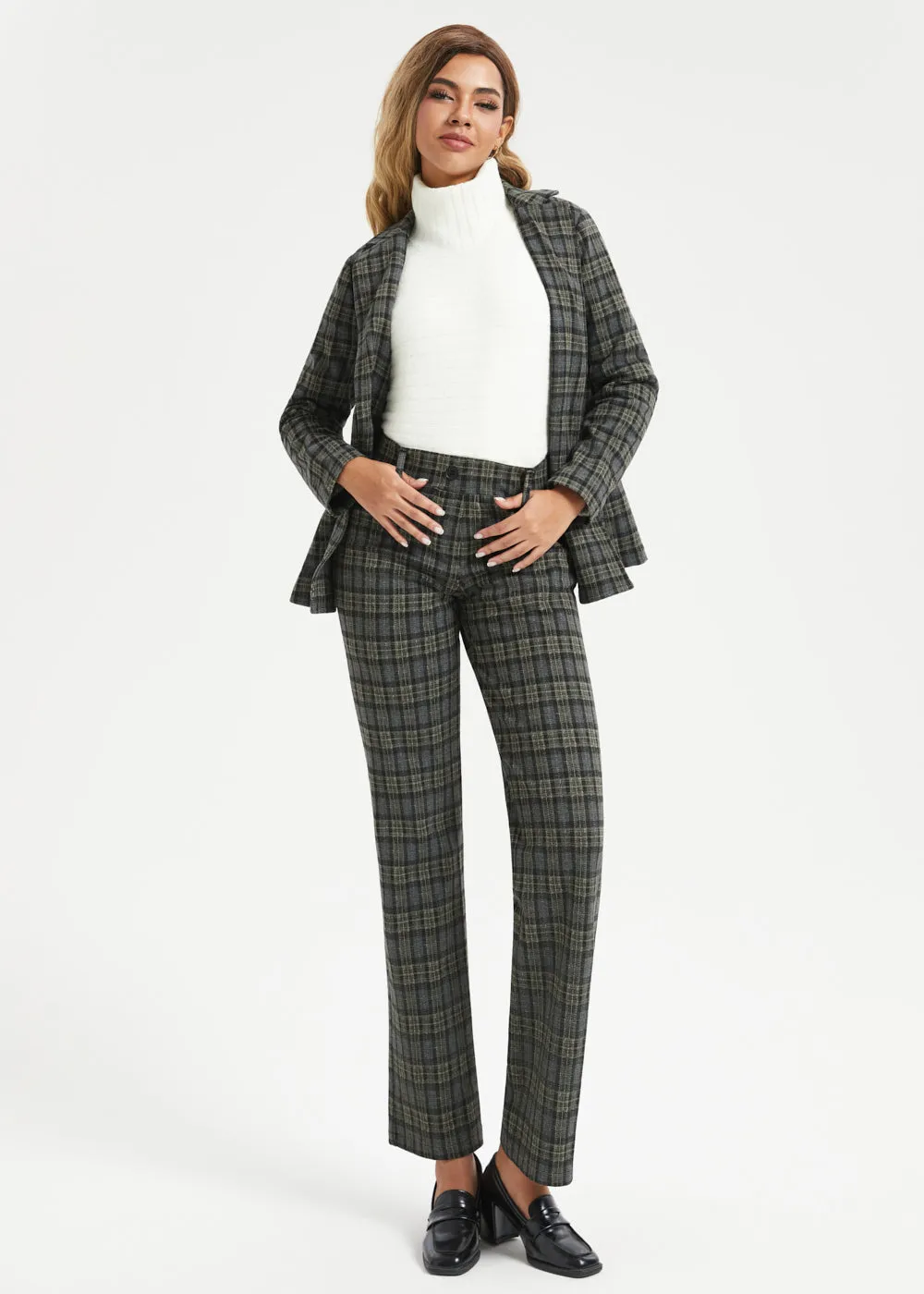 Classic Dress Pant | Straight (Charcoal Plaid) - Final Sale sold by Betabrand