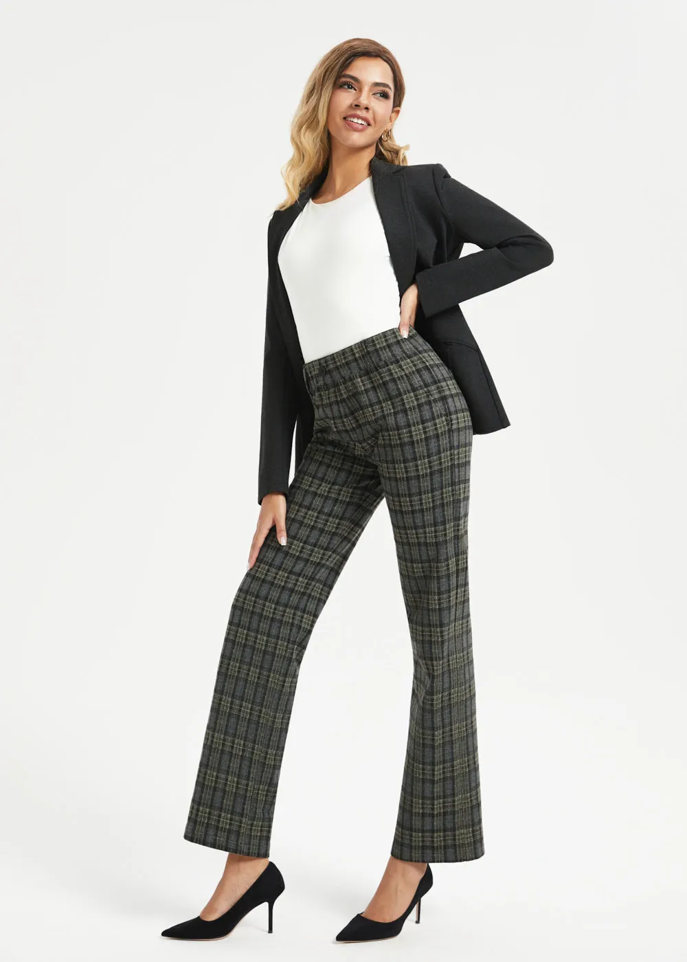 Classic Dress Pant | Straight (Charcoal Plaid) - Final Sale sold by Betabrand product image thumbnail 4
