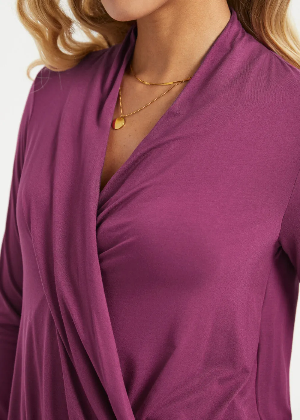 Surplice Long Sleeve Tunic (Burgundy) sold by Betabrand product image thumbnail 4