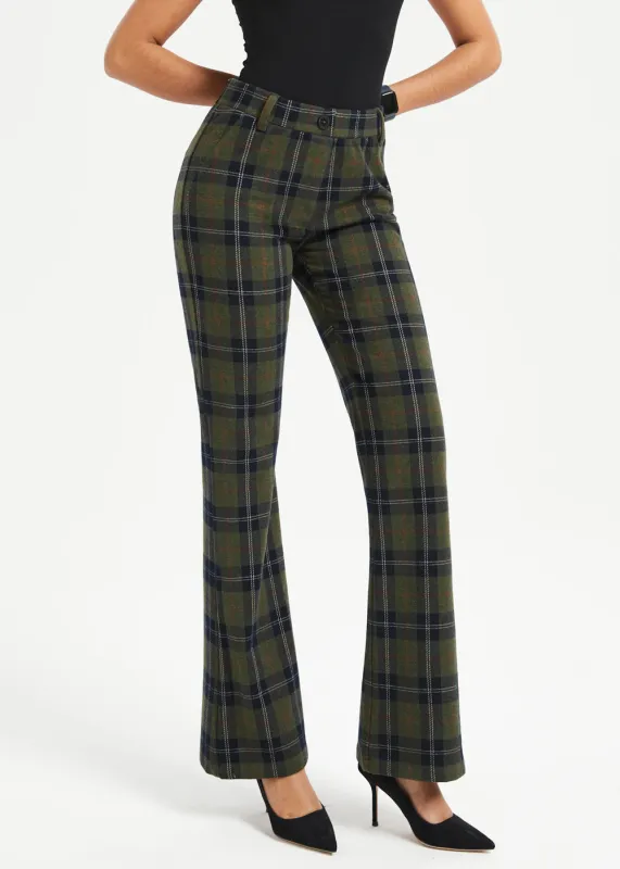 Two-Pocket DPYP™ Dress Pant Yoga Pant | Bootcut (Green Plaid) sold by Betabrand