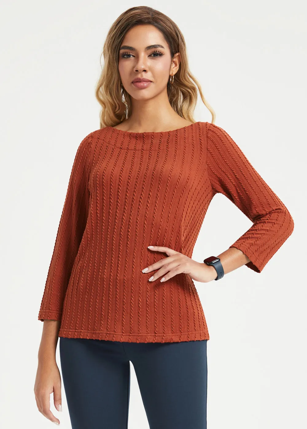 MiniCable Boatneck Long Sleeve Tunic (Rust) sold by Betabrand product image thumbnail 4