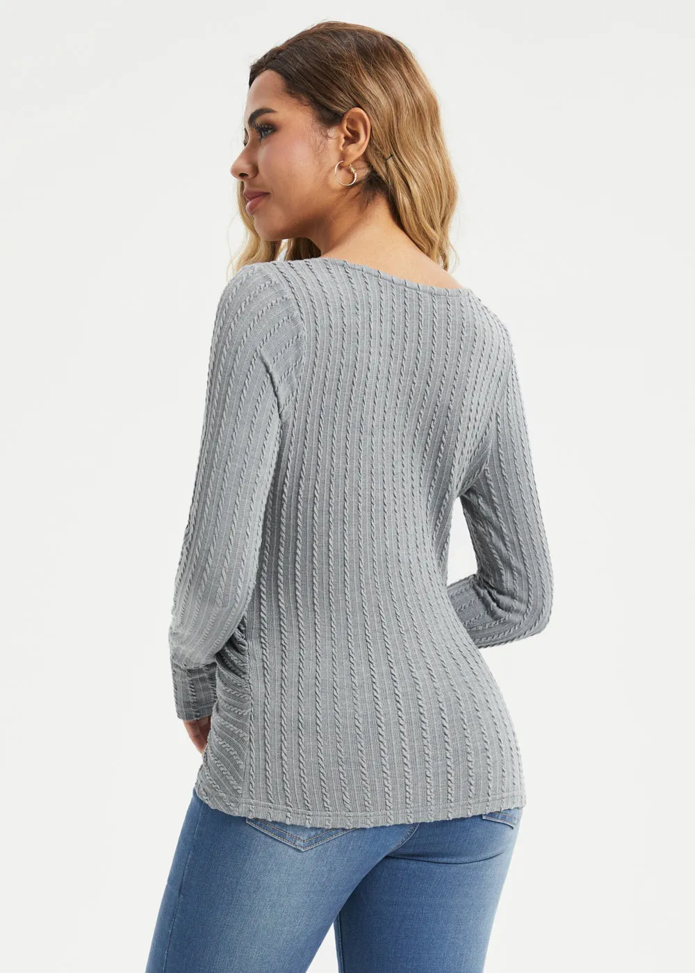 MiniCable Surplice Long Sleeve Tunic (Light Charcoal) - Final Sale sold by Betabrand product image thumbnail 5