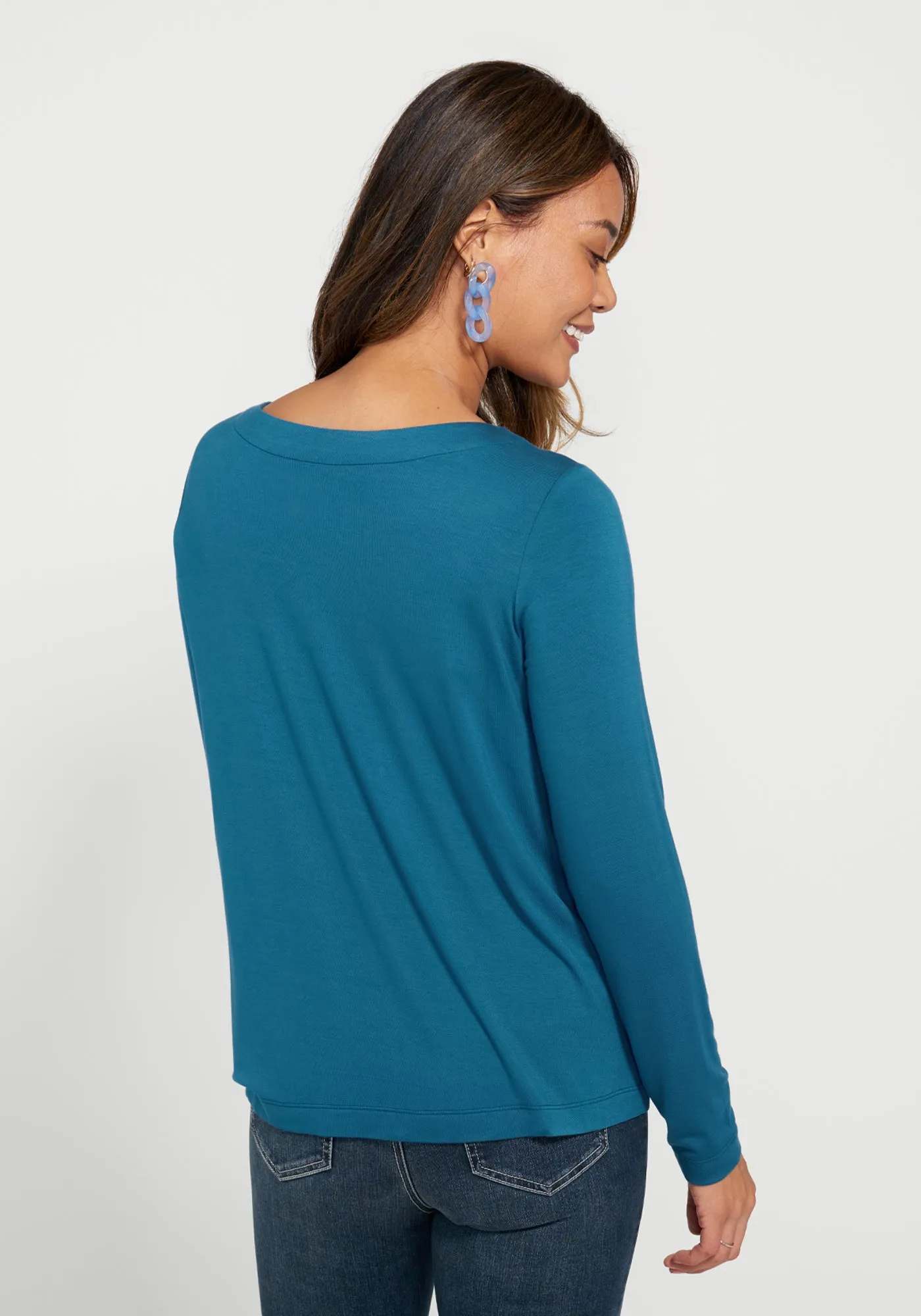 Essential Scoop Long Sleeve (Dark Ocean) sold by Betabrand product image thumbnail 2