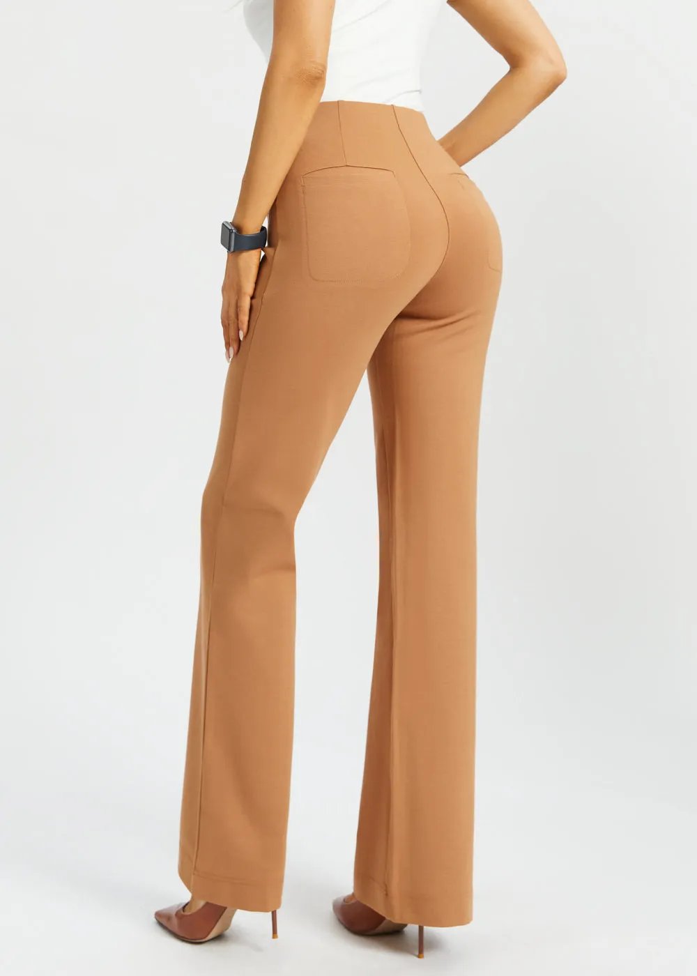Atlantic DPYP™ Dress Pant Yoga Pants | Wide (Sandalwood) sold by Betabrand product image thumbnail 4