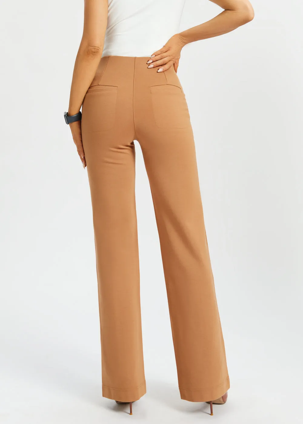 Atlantic DPYP™ Dress Pant Yoga Pants | Wide (Sandalwood) sold by Betabrand product image thumbnail 5