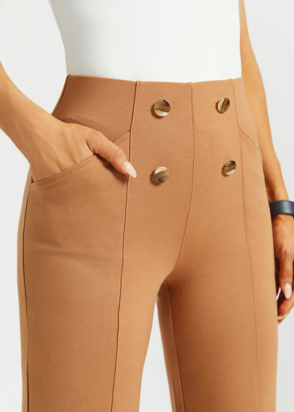 Atlantic DPYP™ Dress Pant Yoga Pants | Wide (Sandalwood) sold by Betabrand product image thumbnail 3