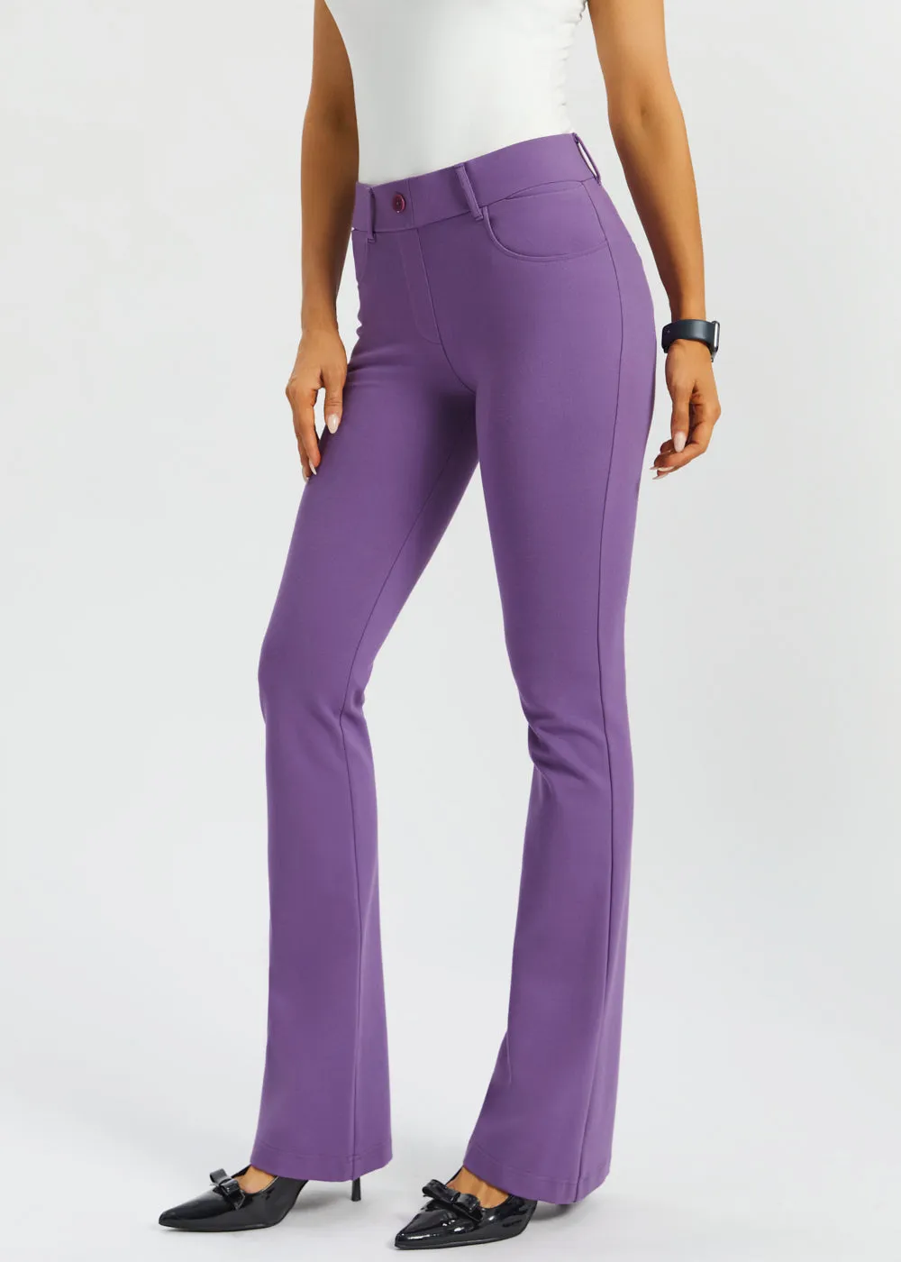 7-Pocket DPYP™ Dress Pant Yoga Pant | Bootcut (Grape) sold by Betabrand product image thumbnail 3