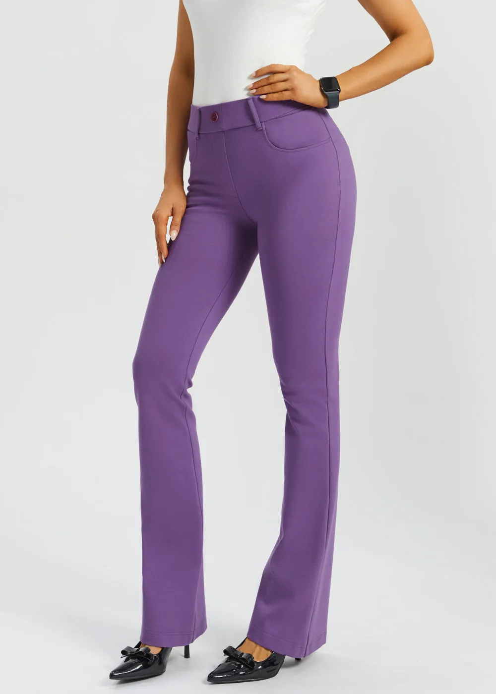 7-Pocket DPYP™ Dress Pant Yoga Pant | Bootcut (Grape) sold by Betabrand product image thumbnail 2