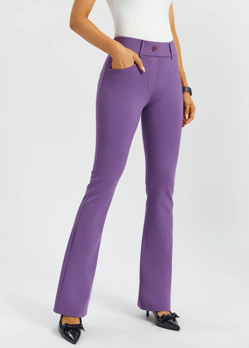 7-Pocket DPYP™ Dress Pant Yoga Pant | Bootcut (Grape) sold by Betabrand