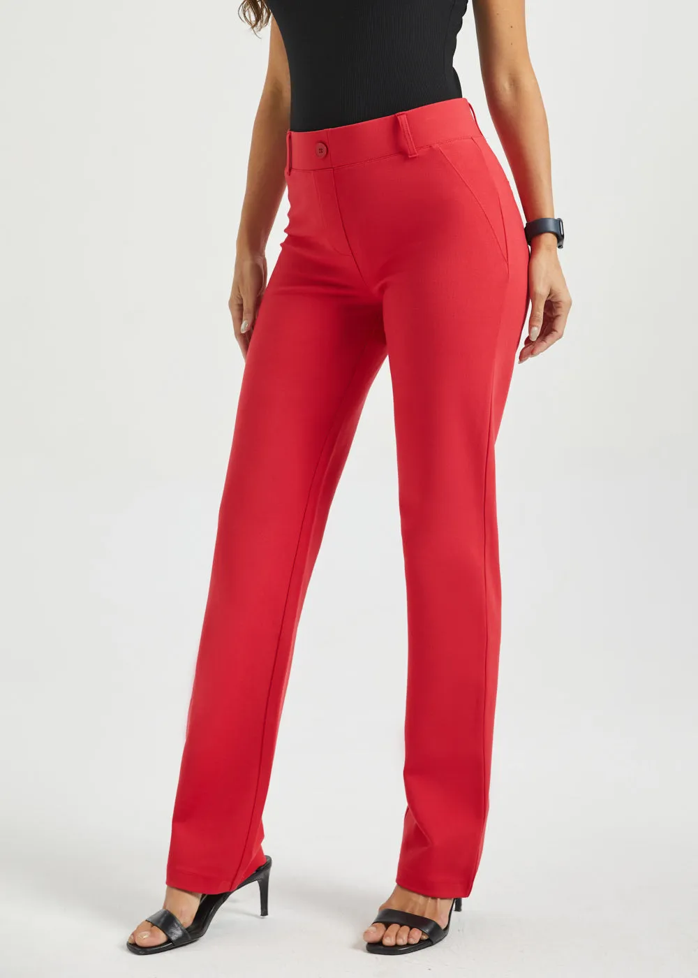 Classic DPYP™ Dress Pant Yoga Pant | Straight (Red) sold by Betabrand product image thumbnail 2