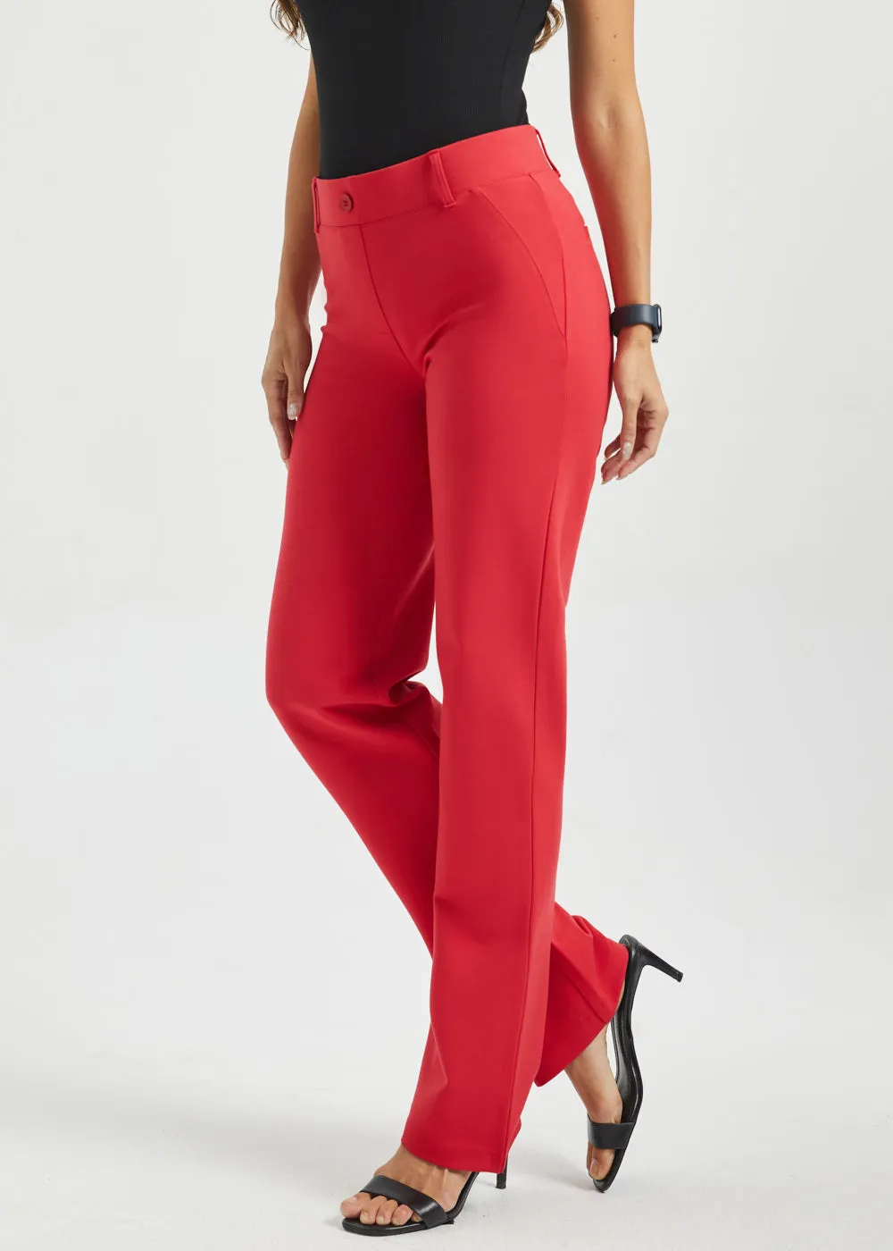 Classic DPYP™ Dress Pant Yoga Pant | Straight (Red) sold by Betabrand product image thumbnail 4