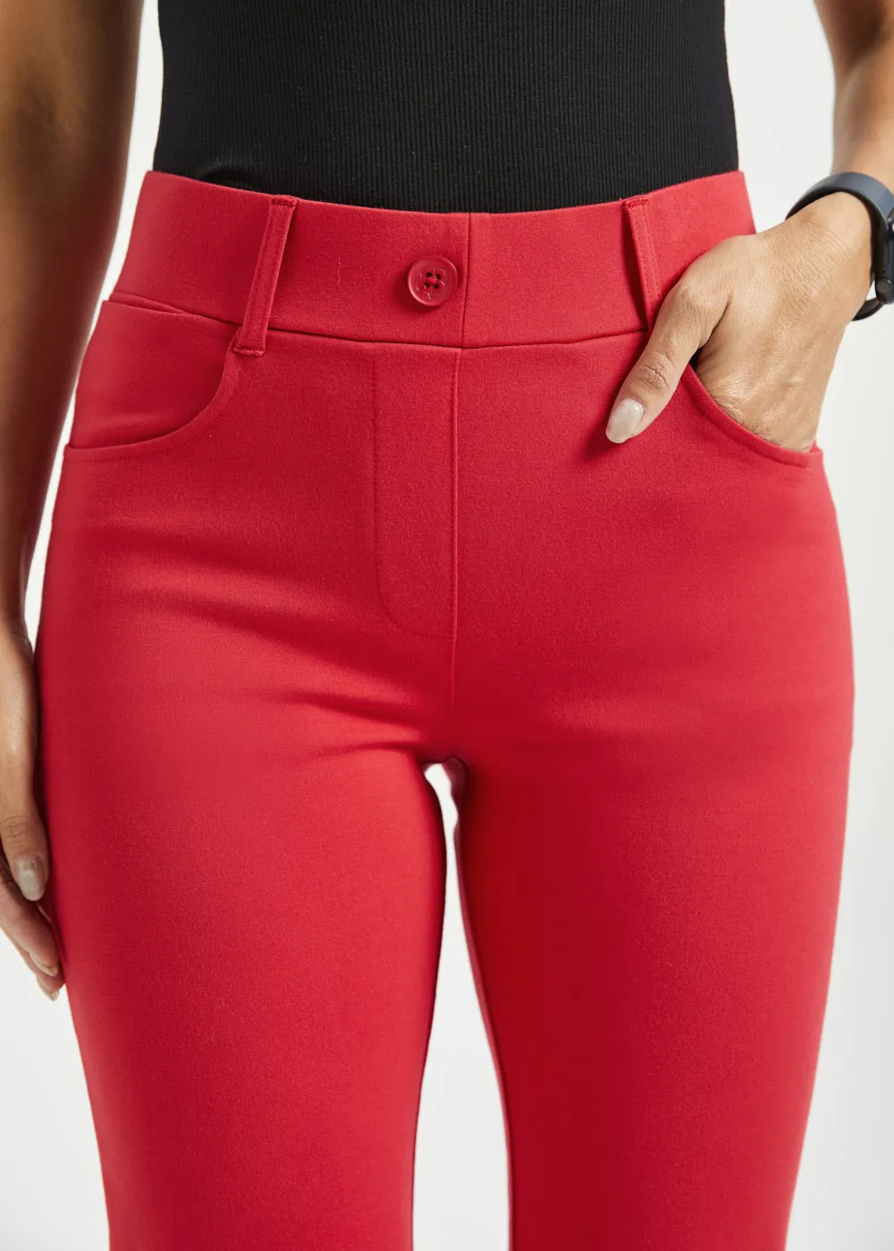 7-Pocket DPYP™ Dress Pant Yoga Pant | Bootcut (Red) sold by Betabrand product image thumbnail 3