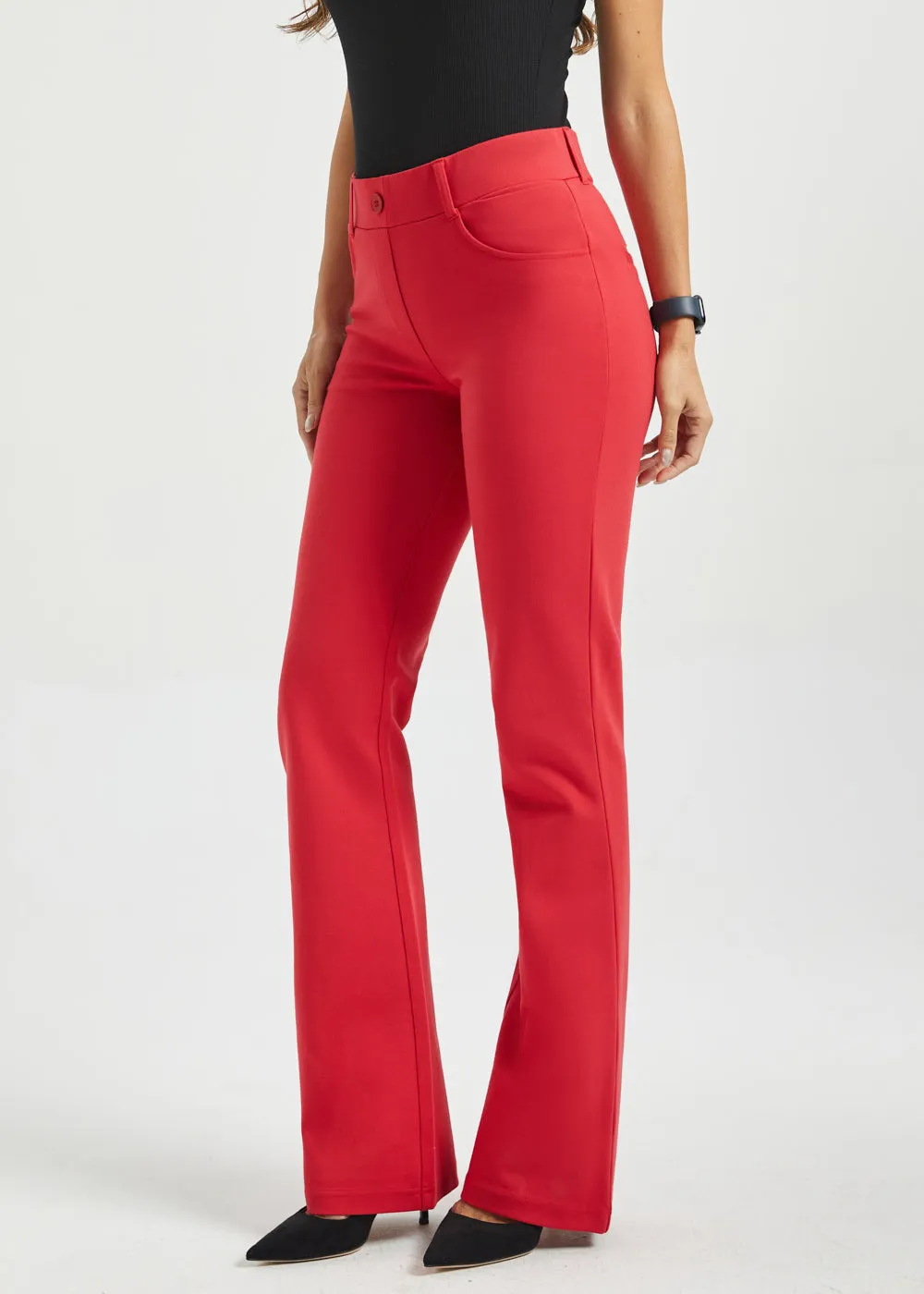 7-Pocket DPYP™ Dress Pant Yoga Pant | Bootcut (Red) sold by Betabrand product image thumbnail 2