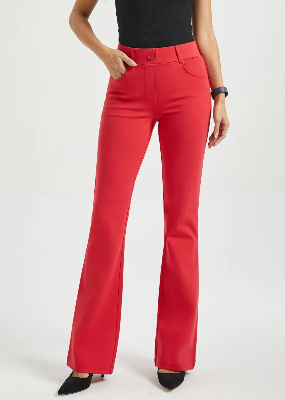 7-Pocket DPYP™ Dress Pant Yoga Pant | Bootcut (Red) sold by Betabrand