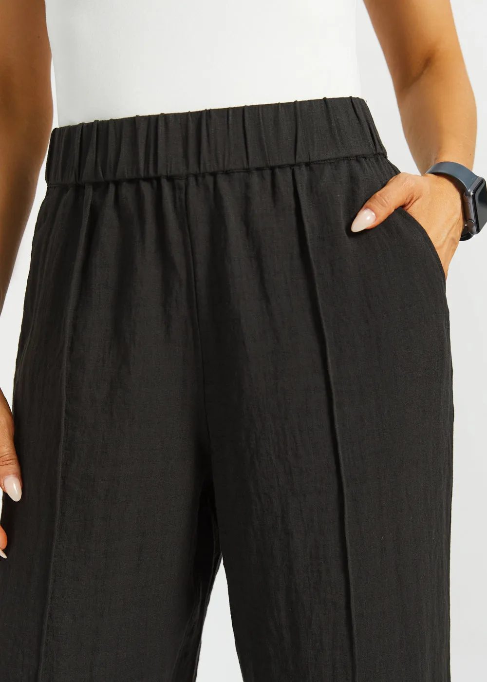 Camp Pant | Linenette (Black) sold by Betabrand product image thumbnail 5