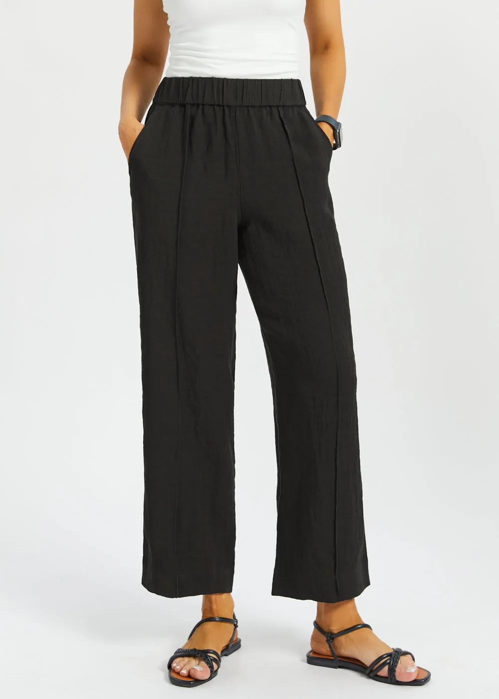 Camp Pant | Linenette (Black) sold by Betabrand product image thumbnail 4