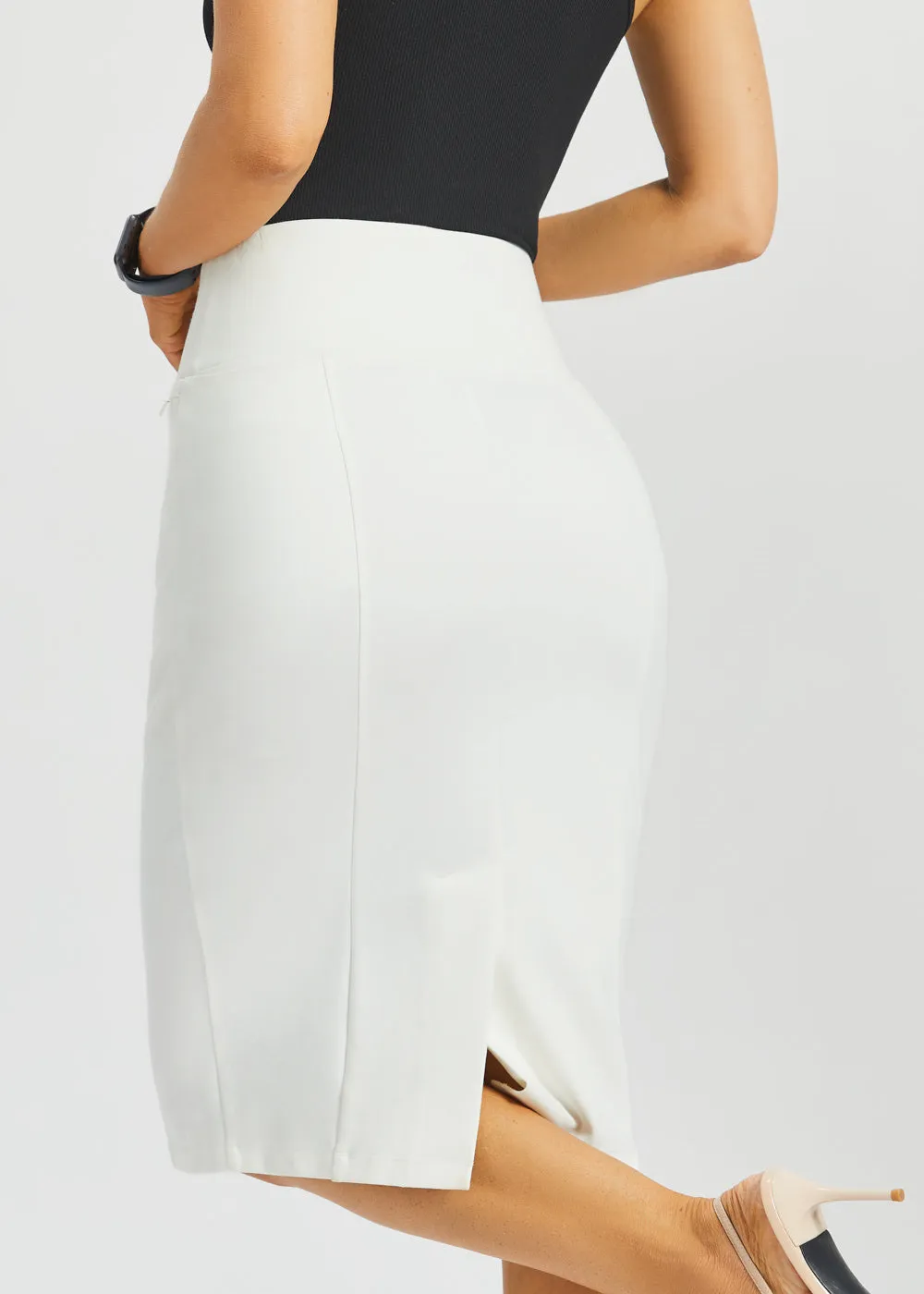 Power Down Pencil Skirt | High Waist (Star White) sold by Betabrand product image thumbnail 4
