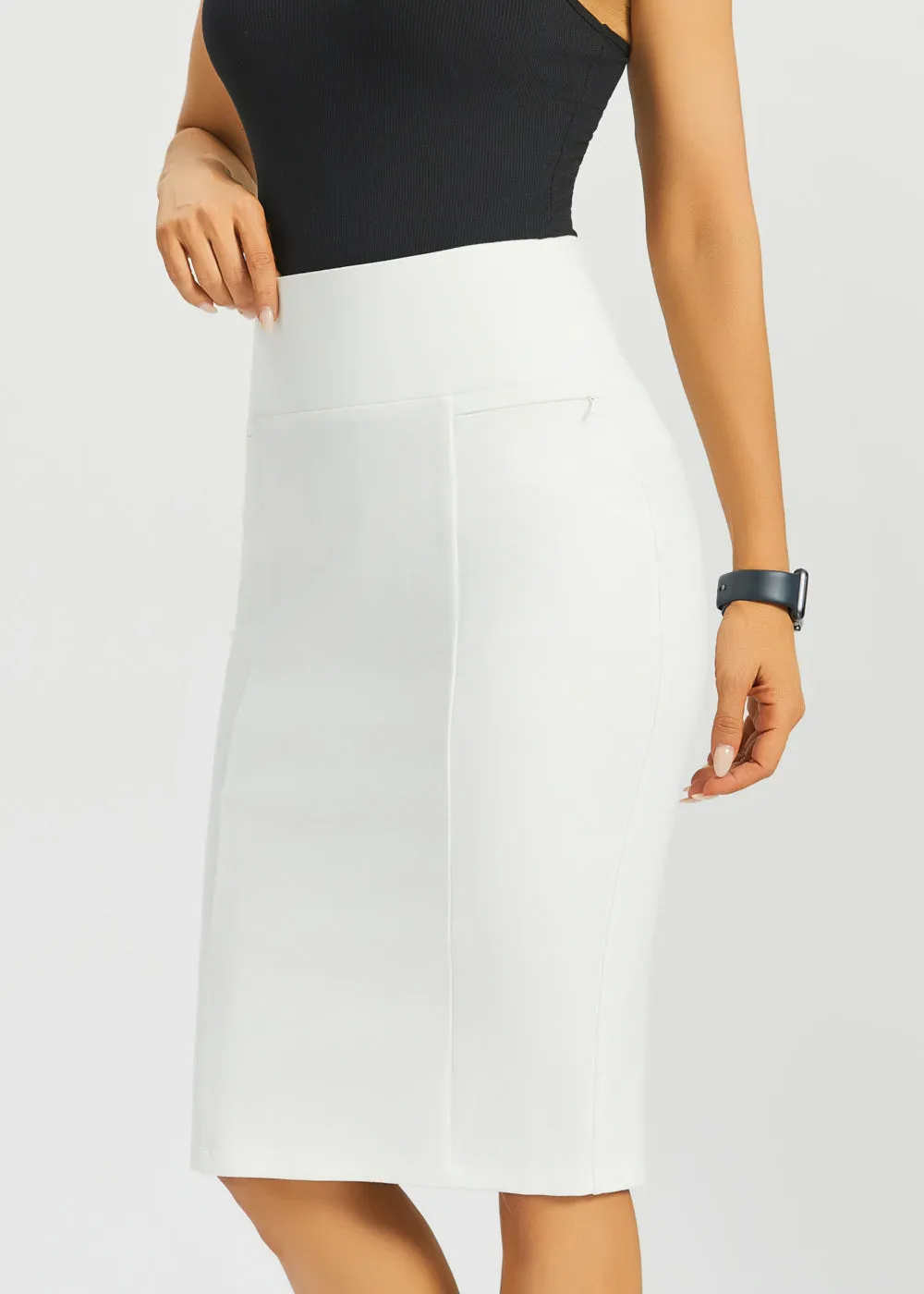 Power Down Pencil Skirt | High Waist (Star White) sold by Betabrand product image thumbnail 5