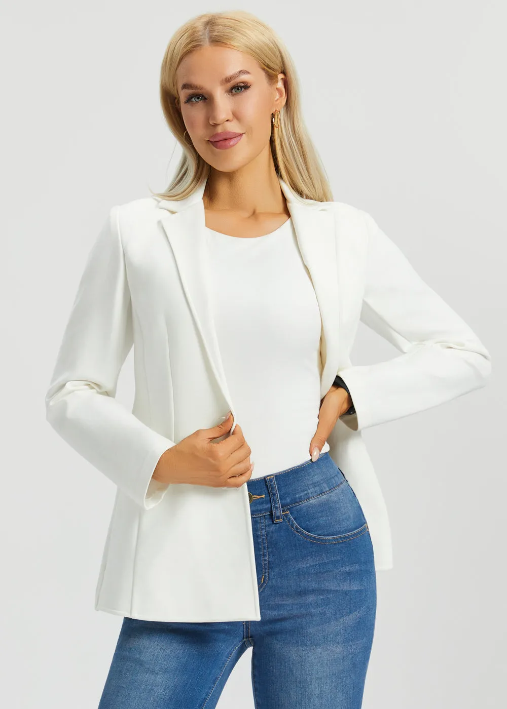 Classic Blazer | Stretch Ponte (Star White) sold by Betabrand product image thumbnail 3