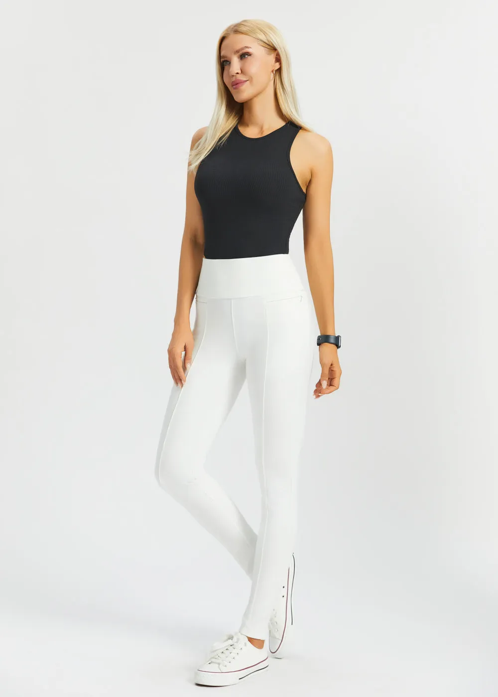 Power Down DPYP™ Dress Pant Yoga Pant | Skinny (Star White) sold by Betabrand product image thumbnail 4