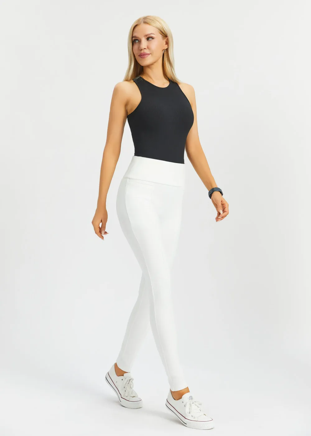 Power Down DPYP™ Dress Pant Yoga Pant | Skinny (Star White) sold by Betabrand product image thumbnail 5